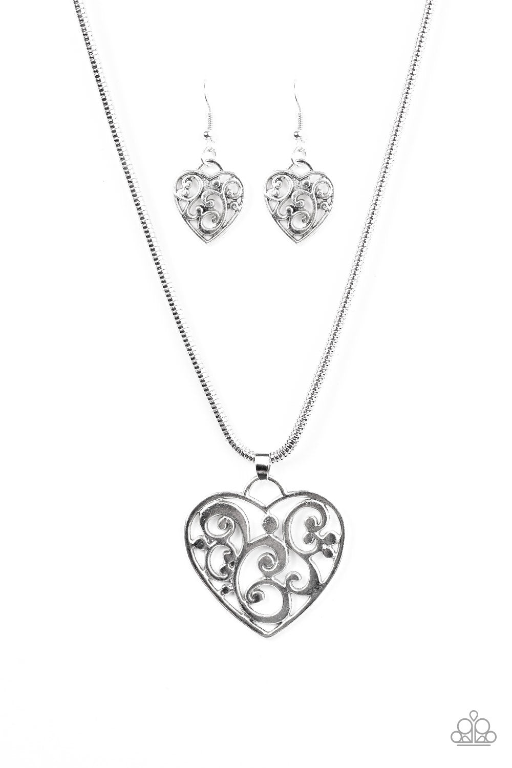 Paparazzi ♥ FILIGREE Your Heart With Love - Silver ♥ Necklace