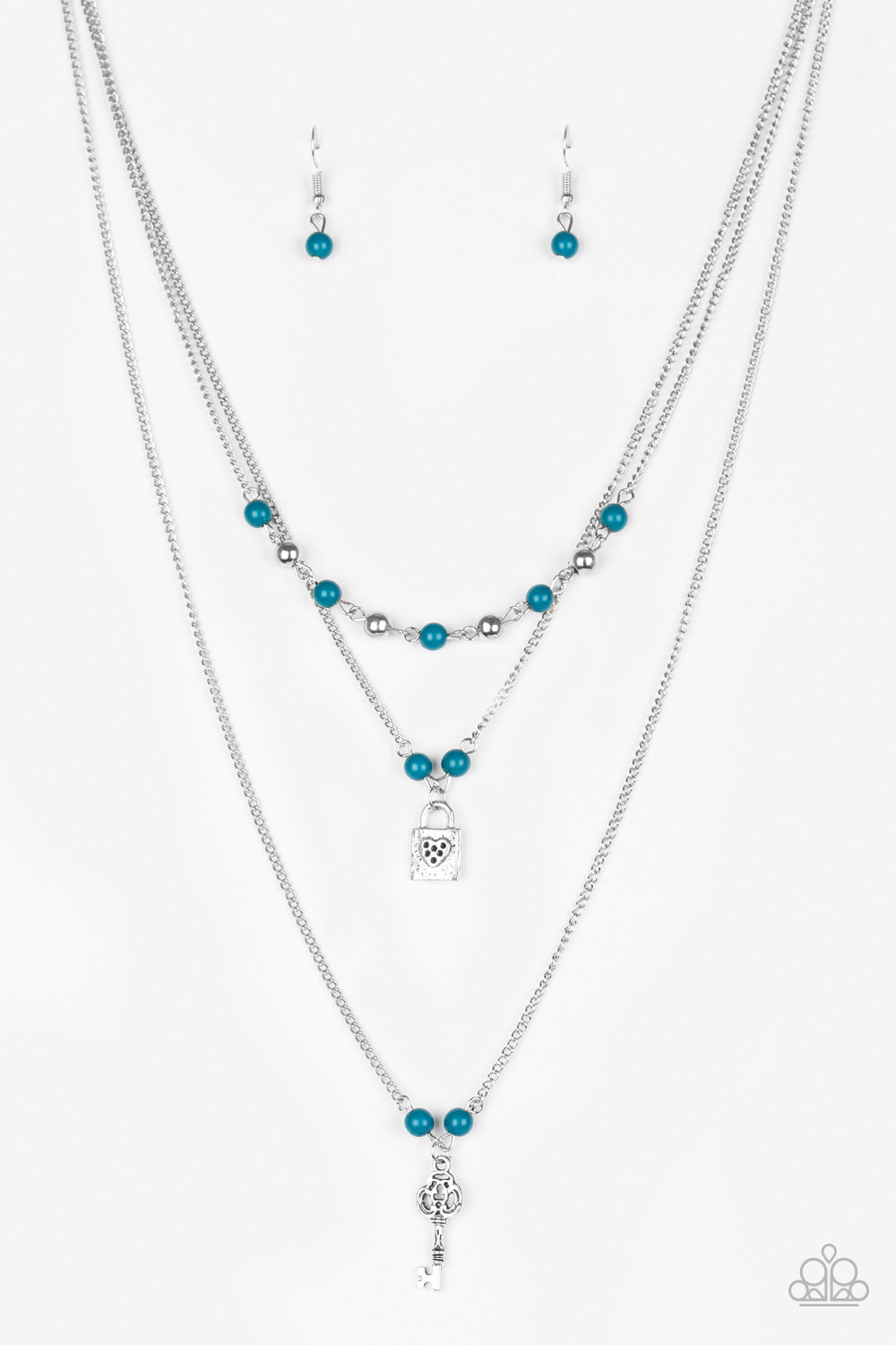 Blue key deals necklace paparazzi