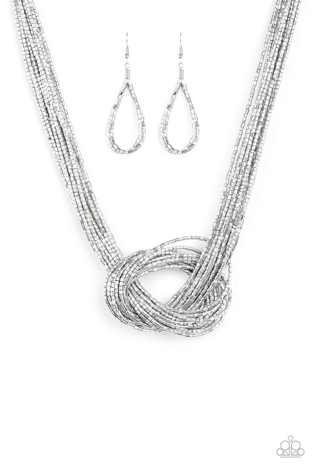 Paparazzi ♥ Knotted Knockout - Silver ♥ Necklace – LisaAbercrombie