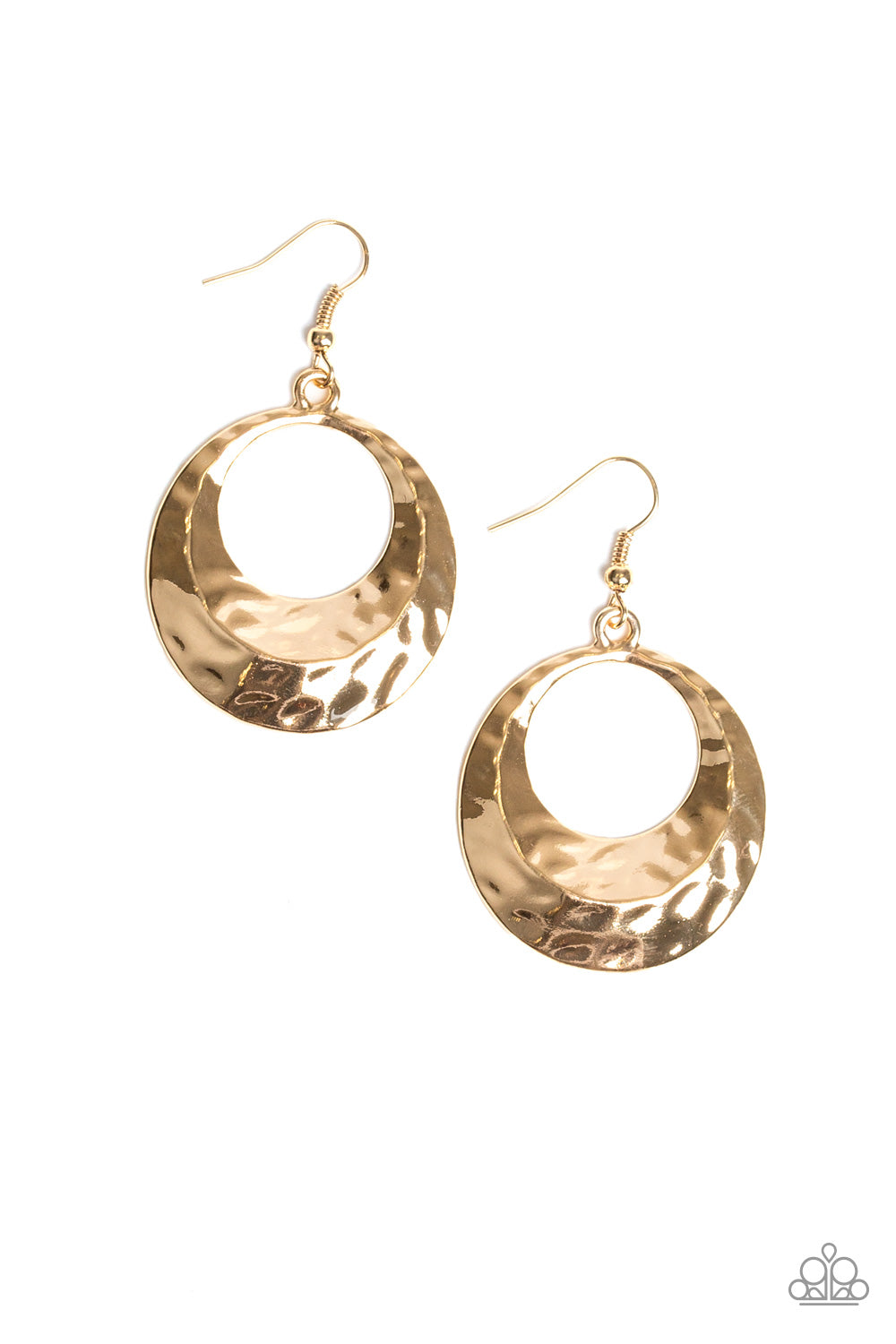 Paparazzi Earrings - Paparazzi Artifact Checker Gold Earrings | CarasShop