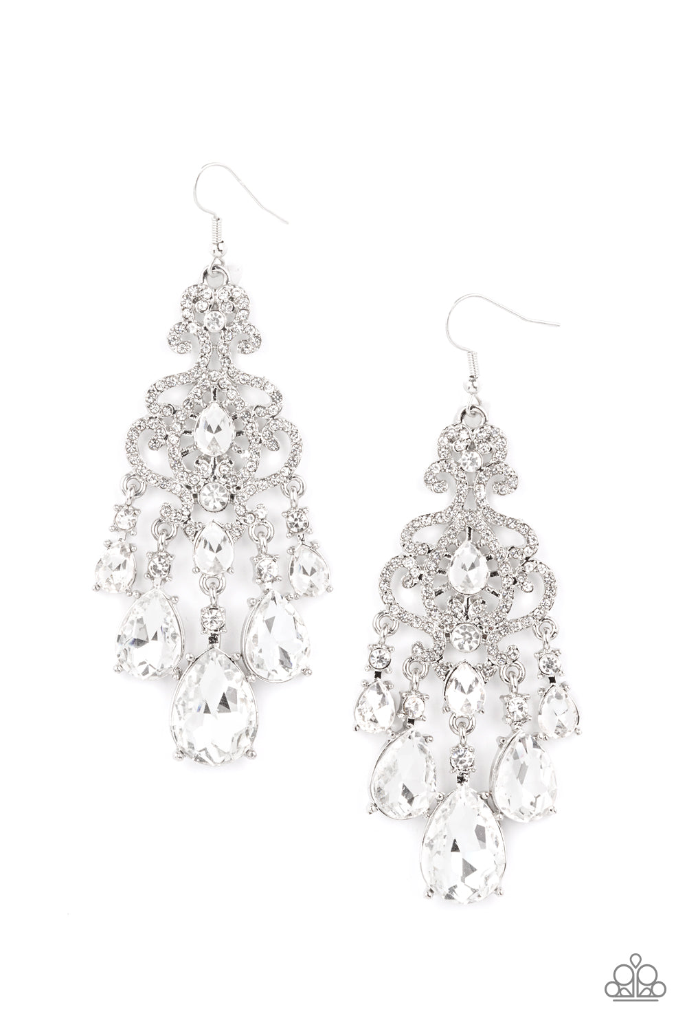 Paparazzi ♥ Queen Of All Things Sparkly - White ♥ Earrings