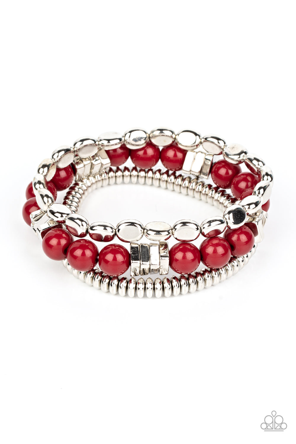 Tahoe Tourist Red Leather and Silver Magnetic Bracelet - Paparazzi  Accessories