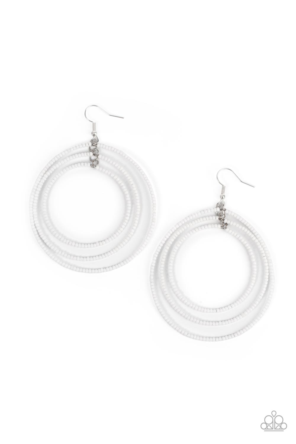 Paparazzi ♥ Colorfully Circulating - White ♥ Earrings