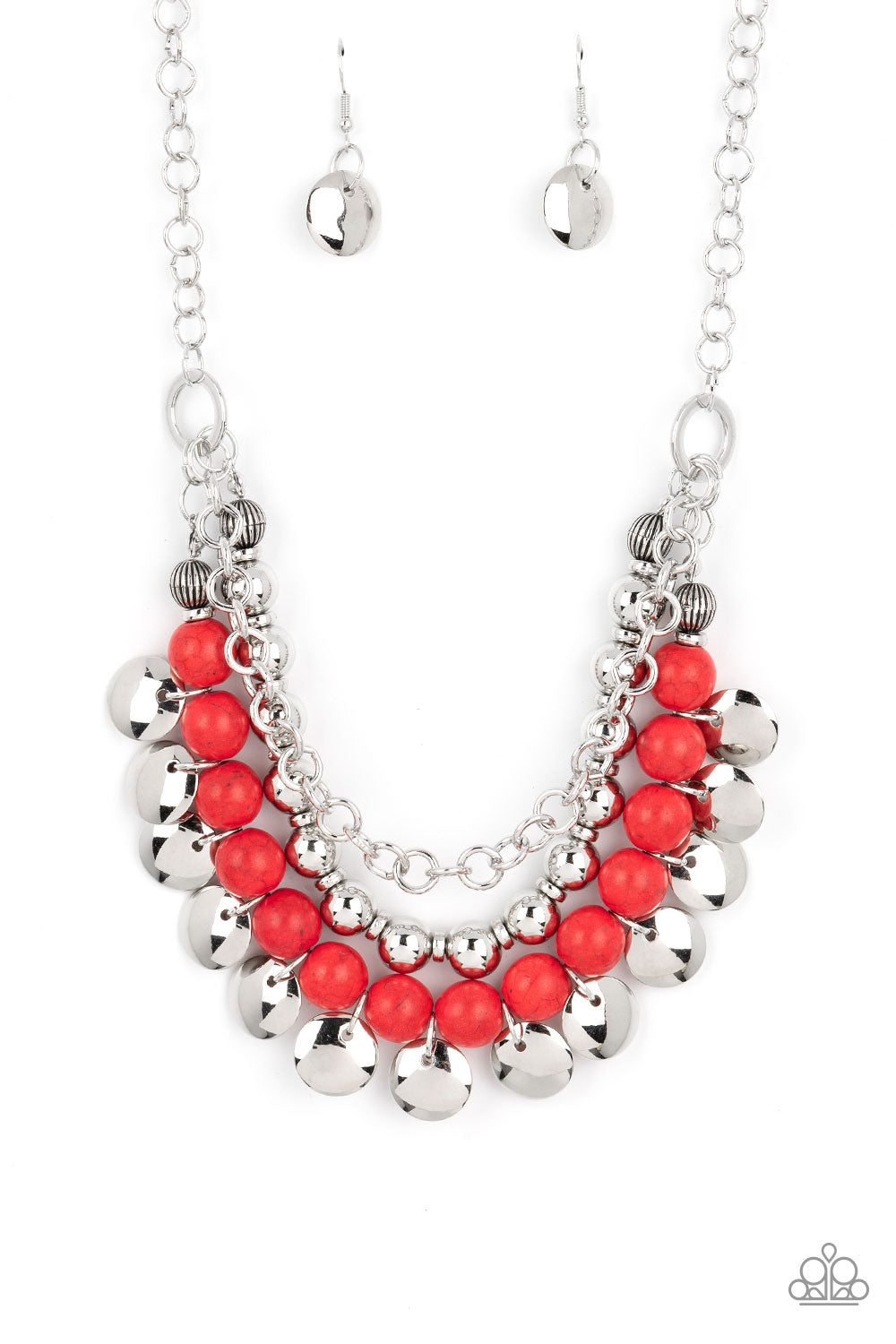 Red and silver deals paparazzi necklace