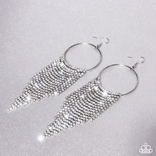 *Special Ordered 11/28* Paparazzi ♥ Streamlined Shimmer - White ♥  Earrings