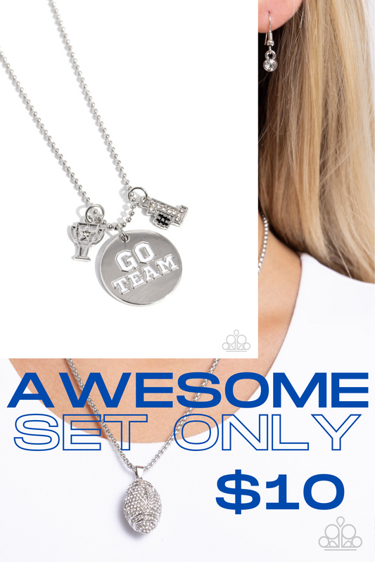 $10 set *Ordered 9/11* Paparazzi ♥ End Zone Elegance - White ♥  Necklace