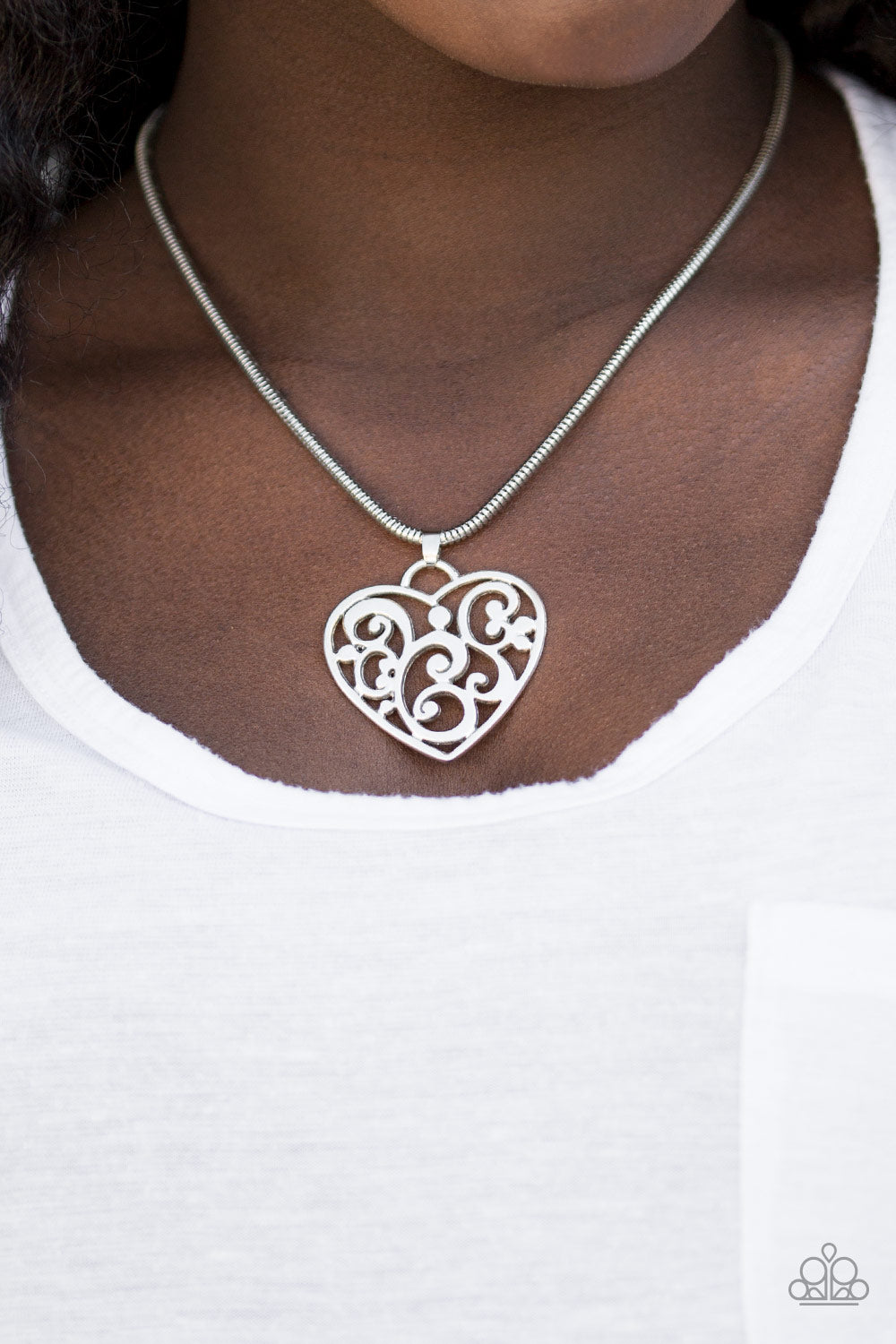 Paparazzi ♥ FILIGREE Your Heart With Love - Silver ♥ Necklace