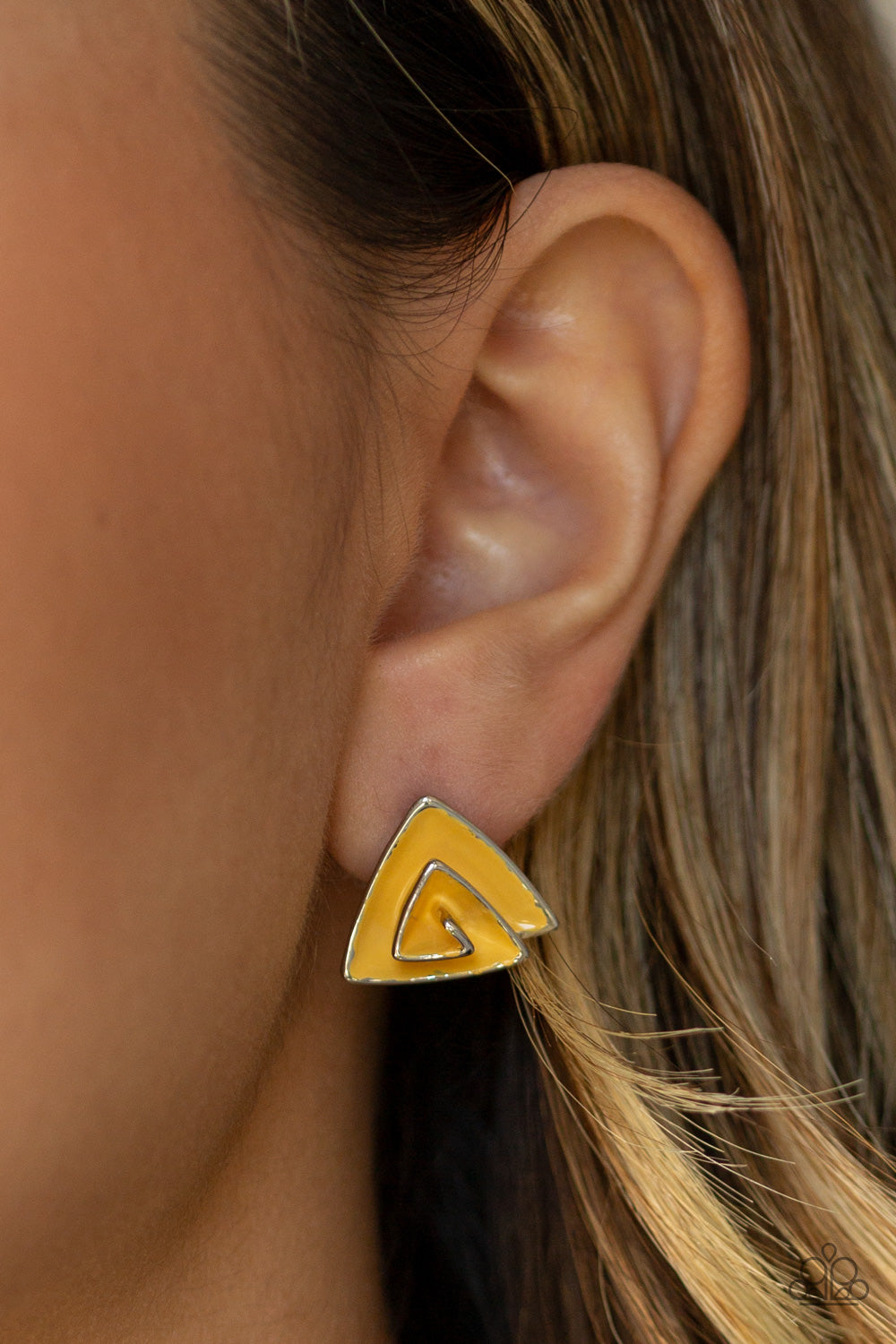 Paparazzi ♥ On Blast - Yellow ♥  Post Earrings