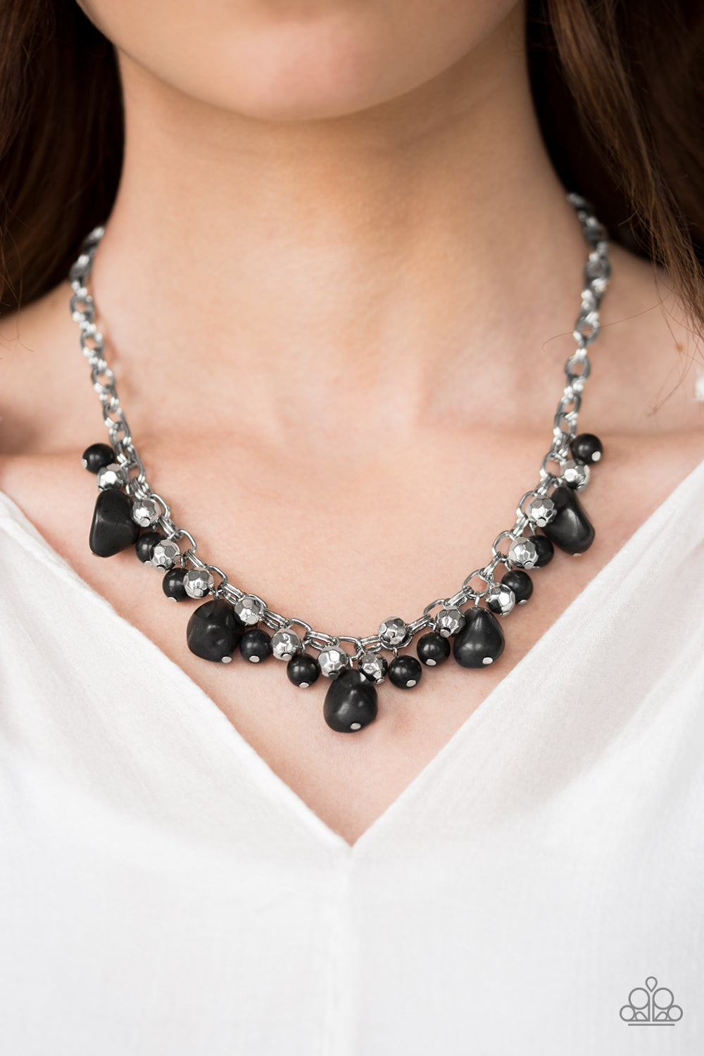 Paparazzi black bead necklace shop