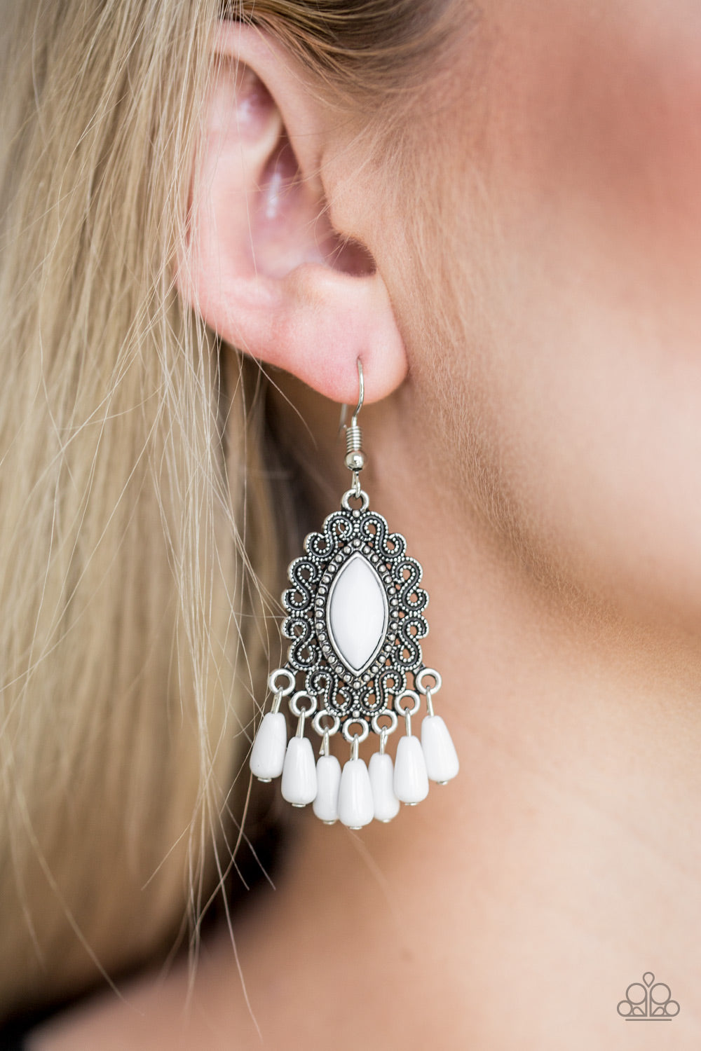 Paparazzi ♥ Private Villa - White ♥  Earrings