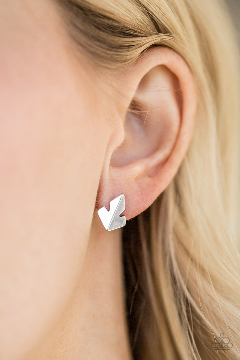 Paparazzi ♥ Fire Drill - Silver ♥  Post Earrings