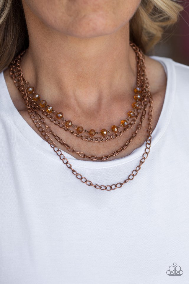 Simple sheen online copper necklace paparazzi