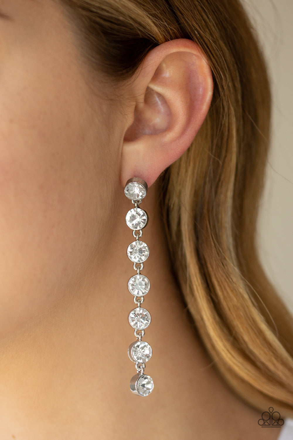 Paparazzi ♥ Dazzling Debonair - White ♥  Post Earrings