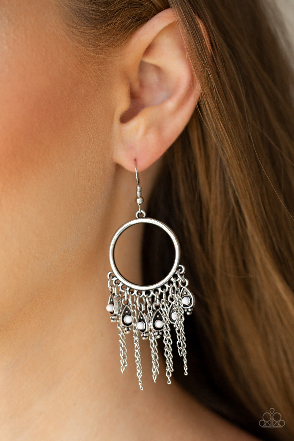 Paparazzi ♥ Very Vagabond - White ♥  Earrings