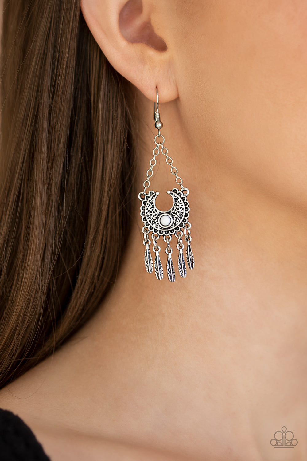 Paparazzi ♥ Fabulously Feathered - White ♥  Earrings