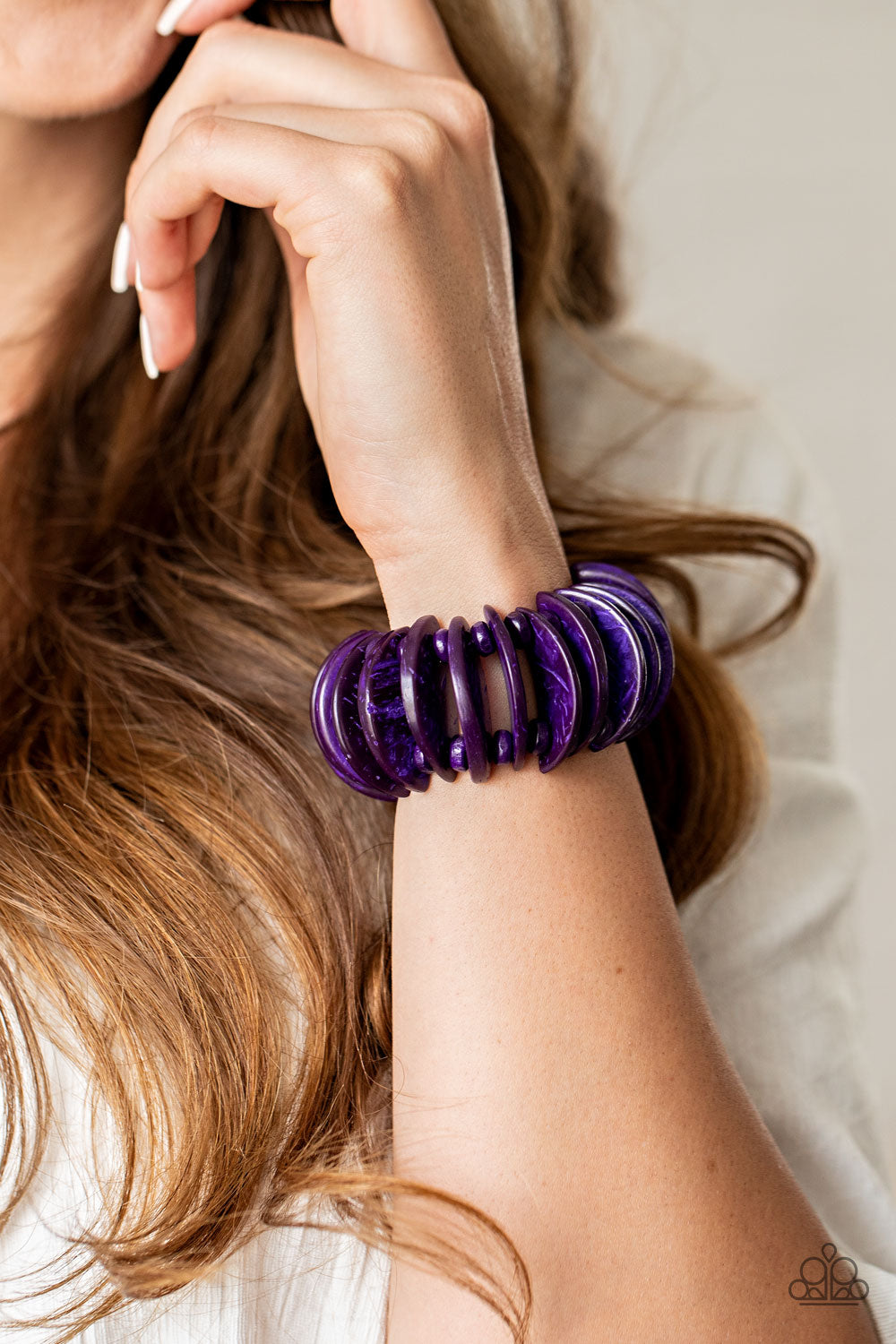Purple stretchy bracelet paparazzi clearance