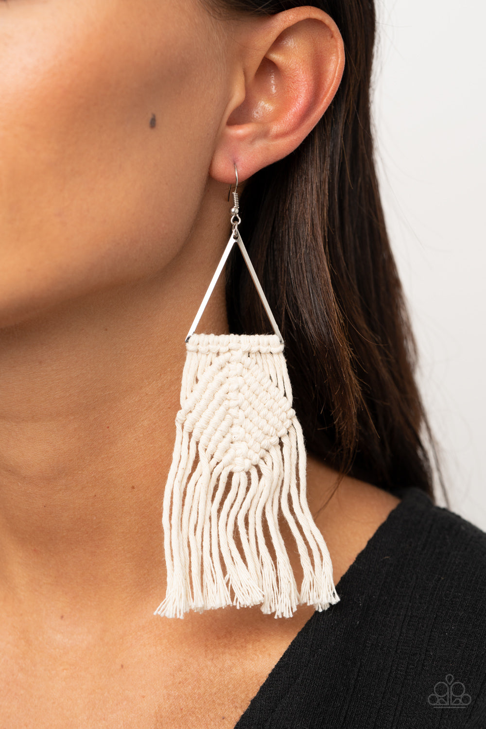 Paparazzi ♥ Macrame Jungle - White ♥  Earrings