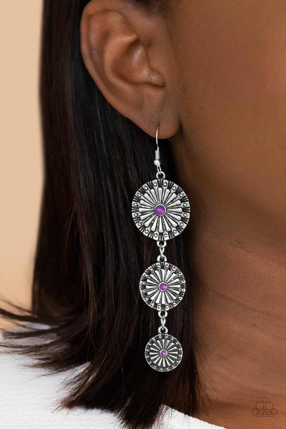 Paparazzi ♥ Festively Floral - Purple ♥  Earrings