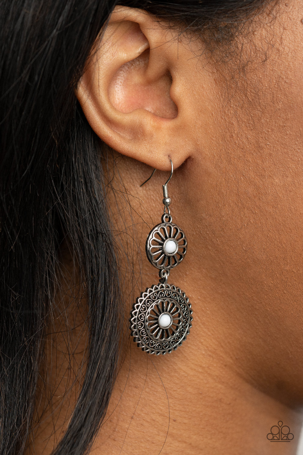 Paparazzi ♥ Keep It WHEEL - White ♥  Earrings