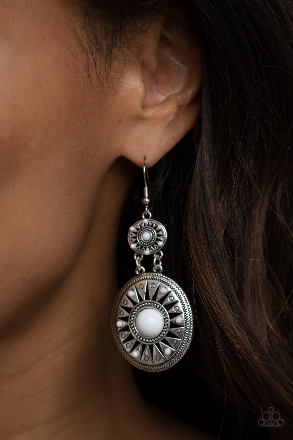 Paparazzi ♥ Temple of The Sun - White ♥  Earrings