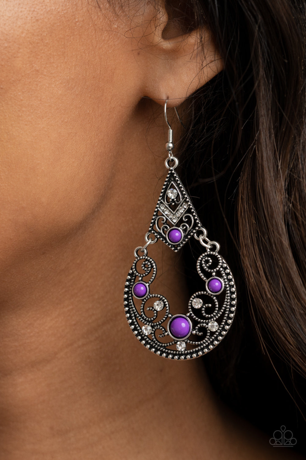 Paparazzi ♥ Bohemian Ball - Purple ♥  Earrings