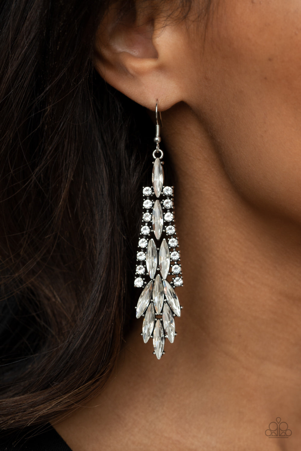 Paparazzi ♥ Crown Heiress - White ♥  Earrings