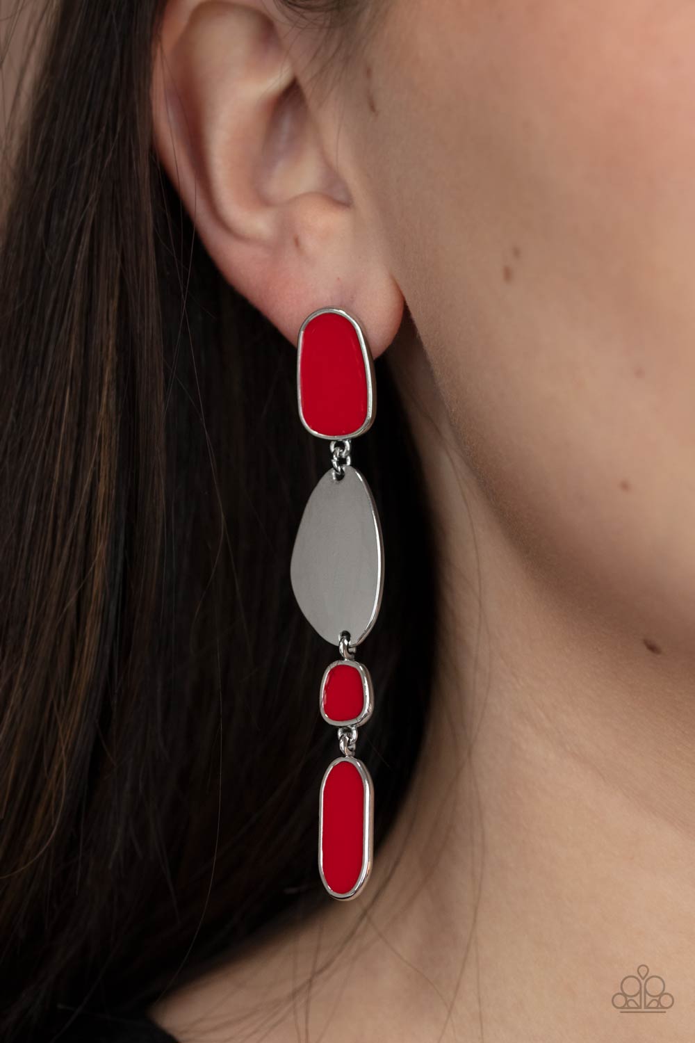 Paparazzi ♥ Deco By Design - Red ♥  Post Earrings