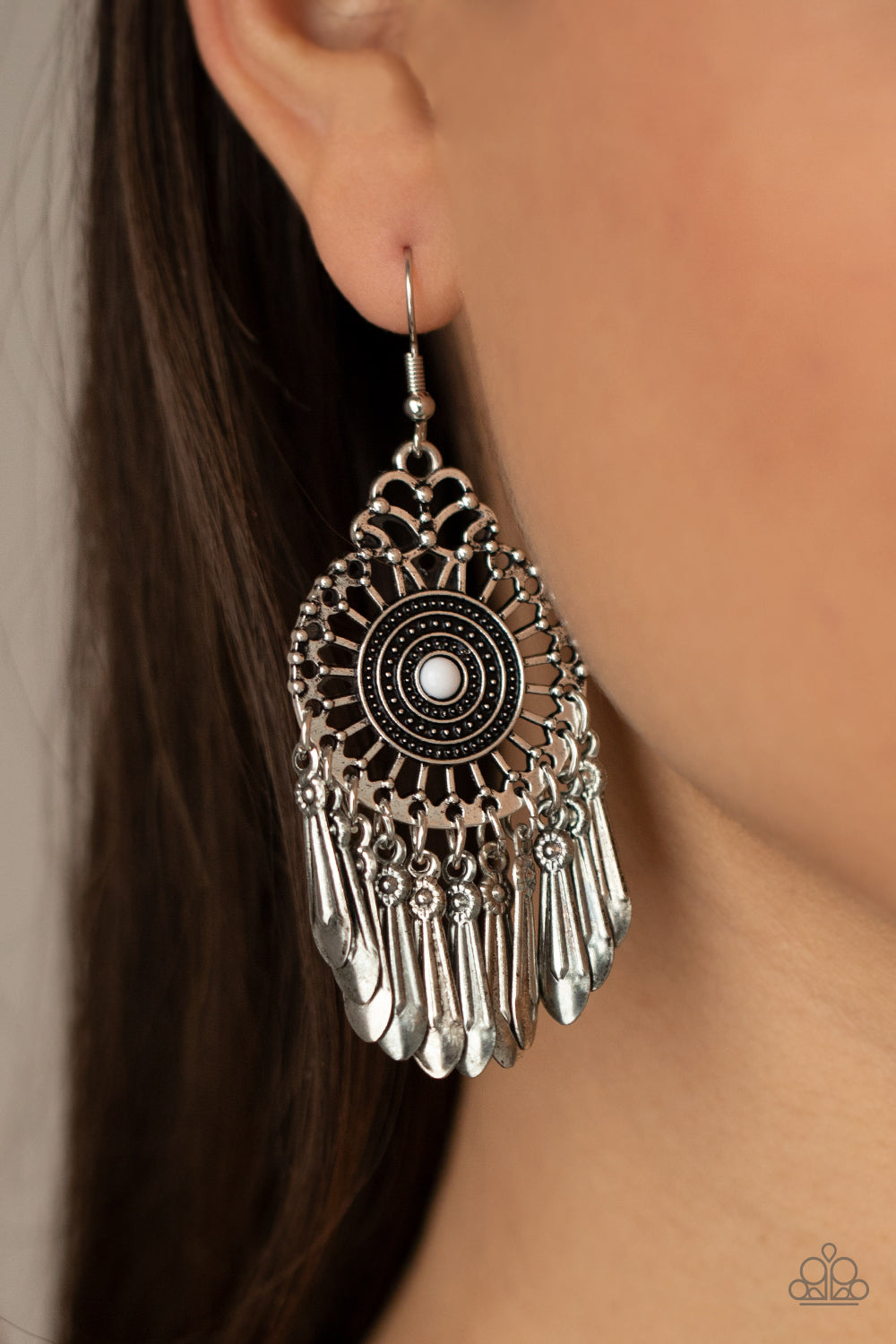 Paparazzi ♥ Dream a Little DREAMCATCHER - White ♥  Earrings