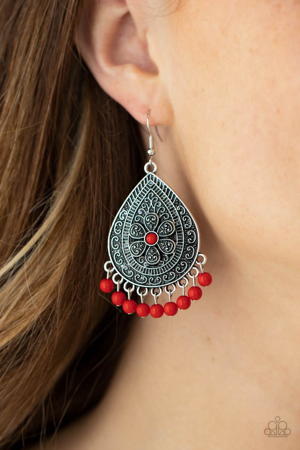 Paparazzi ♥ Blossoming Teardrops - Red ♥  Earrings