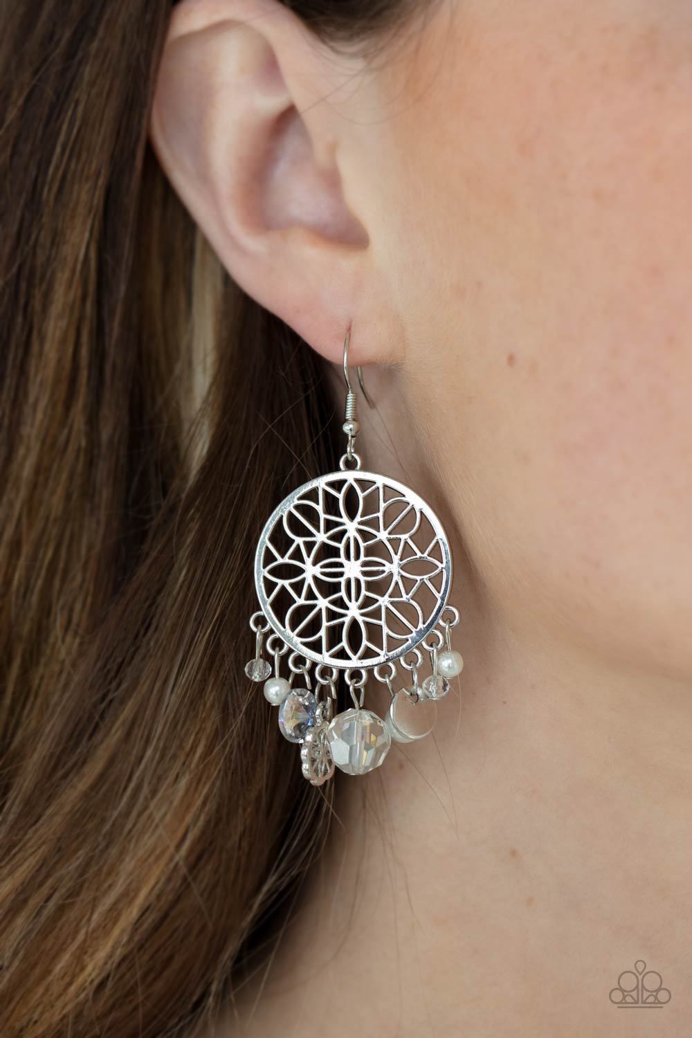 Paparazzi ♥ Garden Dreamcatcher - White ♥  Earrings