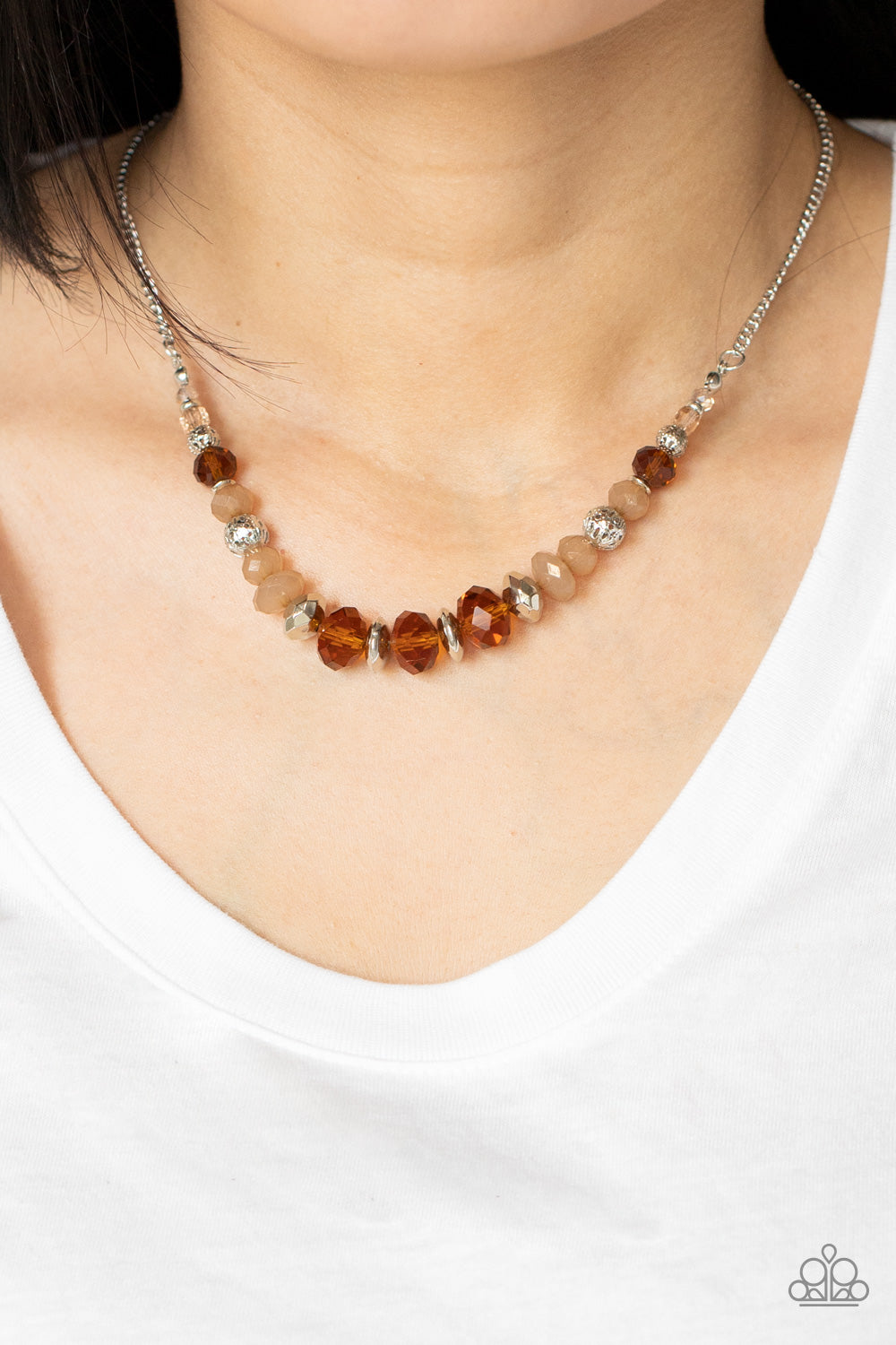 Dreamy Dowry - Topaz Brown and Silver Necklace - Paparazzi