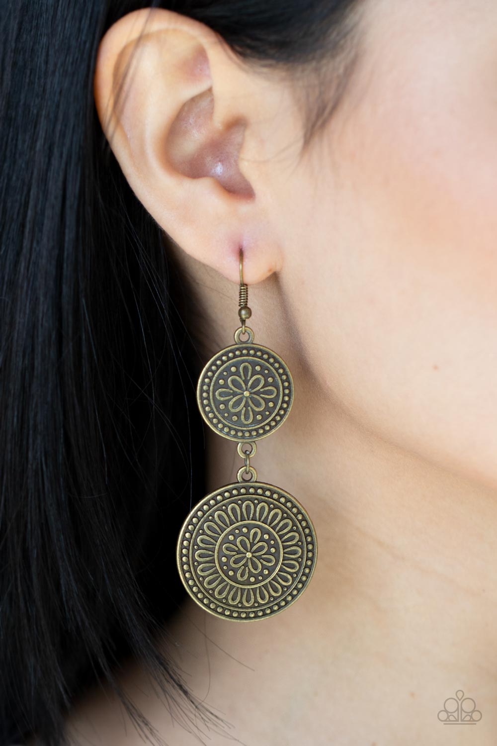 Paparazzi ♥ Road Trip Paradise - Brass ♥  Earrings