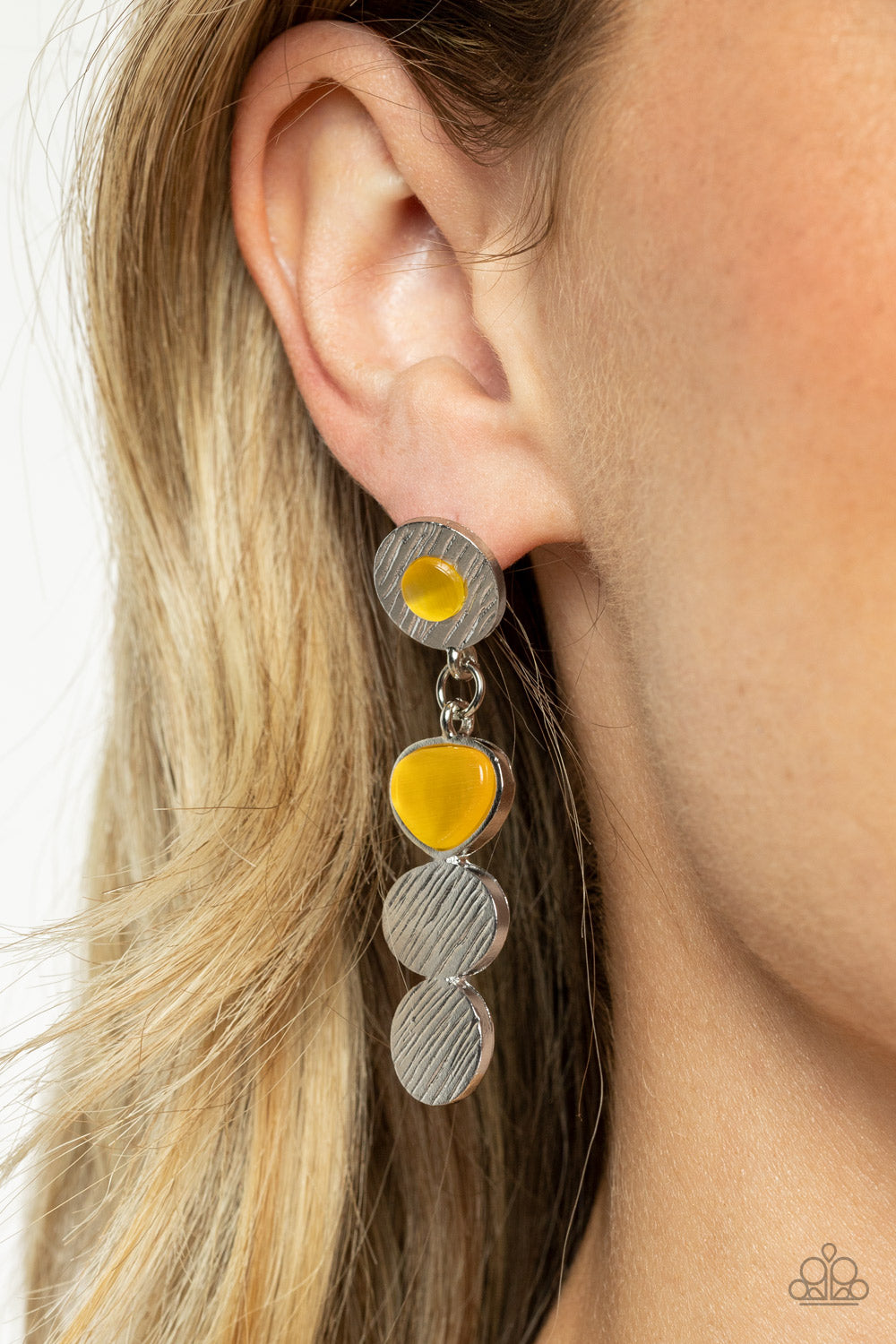 Paparazzi ♥ Asymmetrical Appeal - Yellow ♥  Post Earrings