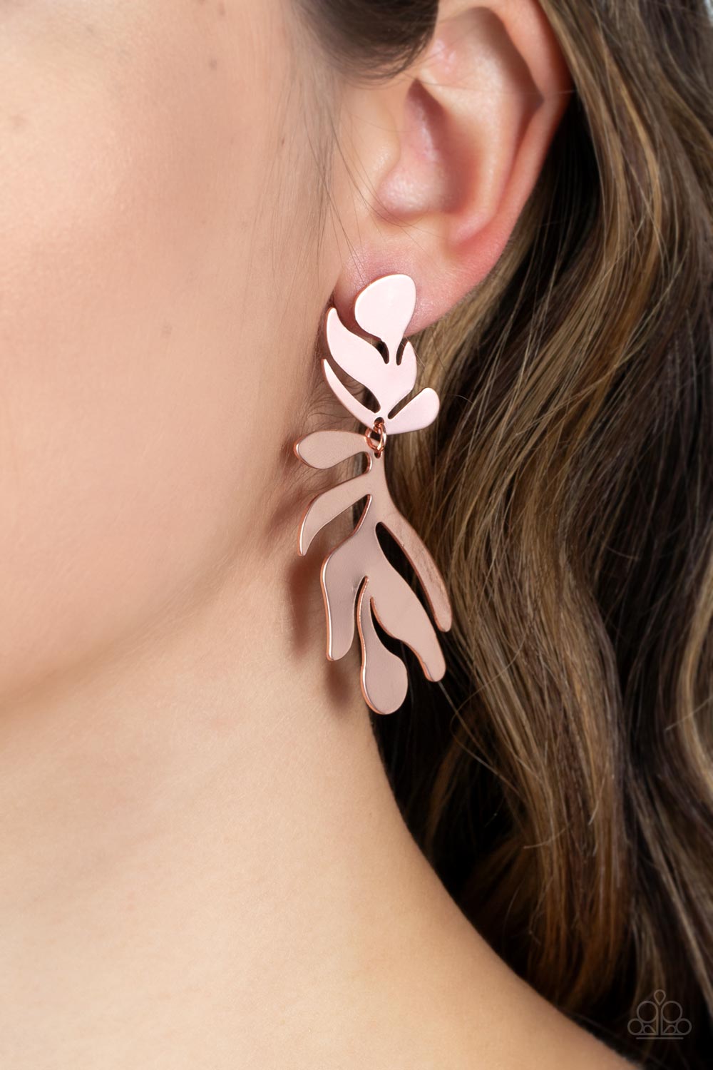 Paparazzi ♥ Palm Picnic - Copper ♥  Post Earrings