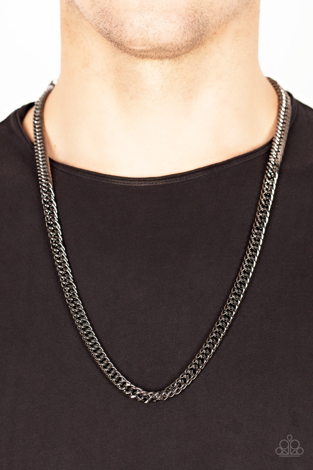 Paparazzi ♥ Standing Room Only - Black ♥  Mens Necklace