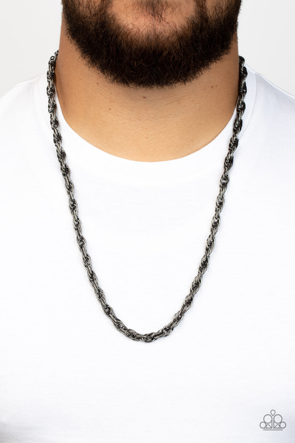 Paparazzi ♥ Pit Stop - Black ♥  Mens Necklace