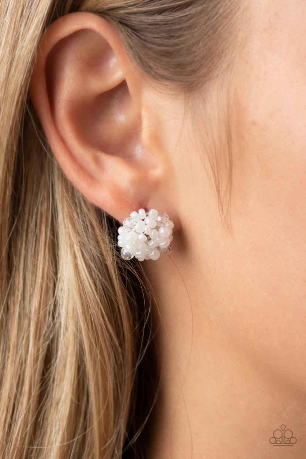 Paparazzi Bunches of Bubbly White Post Earrings