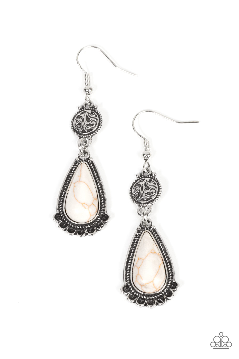 White crackle clearance stone earrings paparazzi