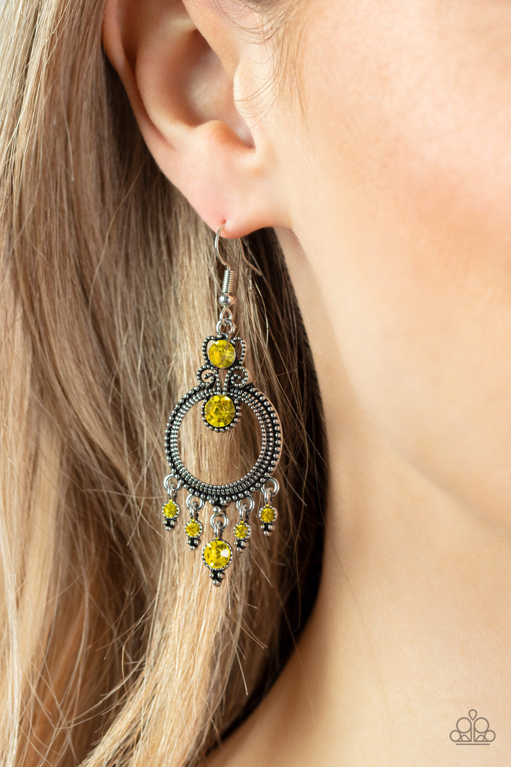 Paparazzi Palace Politics Yellow Earrings LisaAbercrombie
